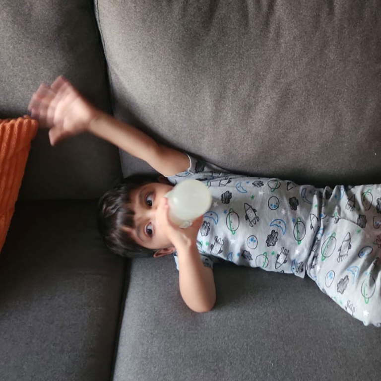Toddler with bottle